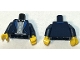 Part No: 973pb4606c01  Name: Torso Tuxedo Jacket with Blue Lapels and Pockets, White Shirt, Black Bow Tie Pattern (BAM) / Dark Blue Arms / Yellow Hands