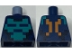 Part No: 973pb4796  Name: Torso Pixelated Dark Turquoise and Black Shirt, Bright Light Orange Straps on Back Pattern
