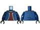 Lot ID: 395991564  Part No: 973pb4989c02  Name: Torso Jacket Open with Pockets and White Trim over Dark Red Shirt, Light Nougat Neck Pattern / Dark Blue Arms / Black Hands
