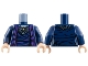 Part No: 973pb5388c01  Name: Torso Dark Purple Robe Open over Dress with Streaks and Light Bluish Gray Webbed Collar, Gold Brooch, White Neck Pattern / Dark Blue Arms / Light Nougat Hands