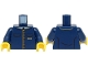 Part No: 973pb5475c01  Name: Torso Train Uniform Jacket with 2 Pockets, Gold Buttons, Trim and Logo Pattern / Dark Blue Arms / Yellow Hands