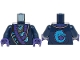 Part No: 973pb5545c01  Name: Torso Robe, Dark Purple and Silver Trim, Dark Azure Ninjago Logogram 'WOLF', Metallic Light Blue Blades Pattern / Dark Blue Arms / Dark Purple Hands