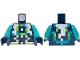 Part No: 973pb5844c01  Name: Torso Pixelated Dark Turquoise, Lime, Tan and White Armor Pattern / Dark Turquoise Arms / Dark Blue Hands