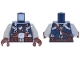 Part No: 973pb5961c01  Name: Torso Body Armor with White Star and Abdomen, Light Bluish Gray and Red Harness Straps, Reddish Brown Shoulder Strap, Belt with Pouches and Silver Buckle Pattern / Light Bluish Gray Arms / Reddish Brown Hands