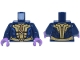 Part No: 973pb6095c01  Name: Torso Gold and Medium Nougat Breastplate and Belt, Blue Armor Accents Pattern / Dark Blue Arms / Medium Lavender Hands
