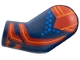Part No: 981pb421 Name: Arm, Left with Red Pauldron, Cuff, and Stripe, Orange Trim and Blue Dots Pattern Part No: 981pb421 Name: Arm, Left with Red Pauldron, Cuff, and Stripe, Orange Trim and Blue Dots Pattern