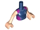 Lot ID: 297565421  Part No: FTGpb153c01  Name: Torso Mini Doll Girl Dark Blue Wetsuit with Dark Purple Sides Pattern, Light Nougat Arms with Hands
