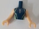Part No: FTGpb239c01  Name: Torso Mini Doll Girl Dark Blue and Sand Green Wetsuit with Zipper Pattern, Light Nougat Arms with Hands