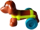 Lot ID: 341405194  Part No: 100559pb01c01  Name: Dog, Friends, Dachshund with Neon Yellow Wheelchair Harness with Dark Turquoise Wheels (Pickle)