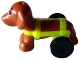 Part No: 100559pb01c02  Name: Dog, Friends, Dachshund with Neon Yellow Wheelchair Harness with Black Wheels (Pickle)