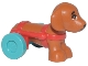 Lot ID: 408454121  Part No: 100559pb03c01  Name: Dog, Friends, Dachshund with Red Wheelchair Harness with Dark Turquoise Wheels (Pickle)