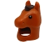 Part No: 114600pb01  Name: Minifigure, Headgear Head Cover, Costume Horse with Molded Dark Brown Mane and Printed Black Eyes Pattern