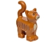 Part No: 13786pb11  Name: Cat, Standing with Black Eyes, Dark Pink Nose, Tan Muzzle and Chest, Reddish Brown Stripes Pattern