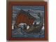 Part No: 1751pb009  Name: Tile 4 x 4 with Painting of Earendil Sailing to Valinor with Dark Tan Ship and Sand Blue Sea Pattern (Sticker) - Set 10316