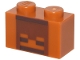 Lego part: Brick 1 x 2 with Reddish Brown and Dark Brown Pixelated Skull Decorative Pot Pattern