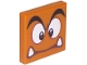 Part No: 3068pb1346  Name: Tile 2 x 2 with Black Eyebrows, Dark Brown and White Eyes Looking Straight, Neutral Mouth with Bottom Fangs Pattern (Super Mario Goomba Face)