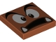 Part No: 3068pb1372  Name: Tile 2 x 2 with Black Eyebrows, Dark Brown and White Eyes Looking Straight, Surprised Open Mouth with Bottom Fangs Pattern (Super Mario Goomba Face)