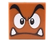 Part No: 3068pb1374  Name: Tile 2 x 2 with Black Eyebrows, Dark Brown and White Eyes Looking Straight, Angry Frown with Bottom Fangs Pattern (Super Mario Goomba Face)