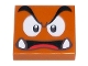 Part No: 3068pb1963  Name: Tile 2 x 2 with Black Eyebrows, Dark Brown and White Eyes Looking Straight, Angry Open Mouth with Bottom Fangs and Red Tongue Pattern (Super Mario Goomba / Pirate Goomba Face)