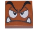 Part No: 3068pb2155  Name: Tile 2 x 2 with Black Eyebrows, Dark Brown and White Eyes Looking Straight Partially Closed, Angry Frown with Bottom Fangs Pattern (Super Mario Goomba Face)