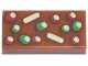 Part No: 3069pb1414  Name: Tile 1 x 2 with Red, Green and Tan Fruitcake Pattern