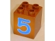 Part No: 31110pb025  Name: Duplo, Brick 2 x 2 x 2 with Number 5 Blue Pattern