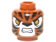 Part No: 3626cpb1299  Name: Minifigure, Head Alien Chima Tiger with Bright Light Orange Eyes, Black Nose and Stripes, White Snout and Eye Shadow, Open Mouth Snarl with Fangs Pattern - Hollow Stud