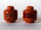 Part No: 3626pb0287  Name: Minifigure, Head Black Eyebrows, Forehead Tattoo, White Pupils, Red on Back Pattern