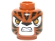 Part No: 3626pb1299  Name: Minifigure, Head Alien Chima Tiger with Bright Light Orange Eyes, Black Nose and Stripes, White Snout and Eye Shadow, Open Mouth Snarl with Fangs Pattern
