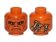 Part No: 3626pb1810  Name: Minifigure, Head Alien SW Weequay with Black Brow and Nostrils, White Eyes, Dark Red Facial Lines, Frown, Wrapped Ponytails on Back Pattern