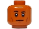 Part No: 3626pb3718  Name: Minifigure, Head Black Eyebrows, Reddish Brown Cheek Lines, Chin Dimple and Dots under Eyes, Neutral Pattern