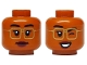 Part No: 3626pb3720  Name: Minifigure, Head Dual Sided Female Black Eyebrows, Gold Glasses, Dark Red Lips, Closed Mouth / Wink, Open Mouth Grin with Teeth Pattern