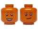 Part No: 3626pb3722  Name: Minifigure, Head Dual Sided Reddish Brown Eyebrows and Freckles, Open Mouth Smile with Teeth and Red Tongue / Smirk Pattern