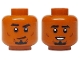 Part No: 3626pb3728  Name: Minifigure, Head Dual Sided Black Eyebrows, Stubble and Goatee, Reddish Brown Cheek Lines, Smirk / Open Mouth Smile with Teeth Pattern