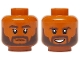 Part No: 3626pb3730  Name: Minifigure, Head Dual Sided Dark Brown Eyebrows and Beard, Neutral / Open Mouth Scowl with Teeth Pattern