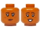 Part No: 3626pb3745  Name: Minifigure, Head Dual Sided Female Black Eyebrows and Eyelashes, Reddish Brown Freckles, Dark Brown Lips, Neutral / Open Mouth Smile with Teeth Pattern