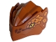 Part No: 4921pb02 Name: Dragon Head (Ninjago) with Stepped Top and Pin Hole on Back with Yellow Eyes, Dark Brown Scales and Orange Leaves Pattern Part No: 4921pb02 Name: Dragon Head (Ninjago) with Stepped Top and Pin Hole on Back with Yellow Eyes, Dark Brown Scales and Orange Leaves Pattern