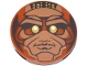 Part No: 67095pb112 Name: Tile, Round 3 x 3 with Medium Nougat and Dark Brown Statue Face with Gold and White Eyes Pattern Part No: 67095pb112 Name: Tile, Round 3 x 3 with Medium Nougat and Dark Brown Statue Face with Gold and White Eyes Pattern