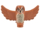 Part No: 67632pb04  Name: Owl, Spread Wings with Black Beak and Eyes, Tan Chest and Dark Brown Stippled Chest Feathers Pattern