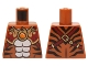 Part No: 973pb1921  Name: Torso Black Bare Chest with Tiger Stripes, Dark Red and Gold Armor with Straps and Fire Chi Emblem Pattern