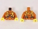 Lot ID: 357475656  Part No: 973pb2755c01  Name: Torso Jumpsuit with Orange Harness Pattern / Dark Orange Arms / Yellow Hands