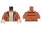 Part No: 973pb6420c01  Name: Torso Jacket Open with Pockets and Reddish Brown Lapels over Tan Ribbed Sweater Pattern / Dark Orange Arms / Light Nougat Hands
