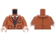 Part No: 973pb6436c01  Name: Torso Suit Jacket with Wide Lapels and Pockets, Reddish Brown Vest, White Shirt and Red Tie Pattern / Dark Orange Arms / Light Nougat Hands
