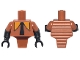 Lot ID: 404853625  Part No: 98127pb01c01  Name: Torso, Modified Short with Ridged Armor with Long Orange Collar, Black Tie Pattern / Black Arms with Molded Dark Orange Short Sleeves Pattern / Black Hands