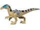 Part No: 110242pb01  Name: Dinosaur Body Raptor / Velociraptor with Stud with Molded Dark Bluish Gray Back and Printed Black Stripes, Dark Azure Markings and Red Eyes Pattern