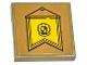 Part No: 11203pb116  Name: Tile, Modified 2 x 2 Inverted with Yellow Hufflepuff Hanging Banner with Black Crest Pattern (Sticker) - Set 76412