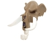 Part No: 16667c01pb01  Name: Minifigure, Headgear Mask Mammoth with White Rubber Tusks and Trunk with Medium Lavender Sinew Patches on Trunk Pattern