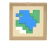 Lot ID: 411430883  Part No: 3068pb1103  Name: Tile 2 x 2 with Pixelated Blue, Green and White on Tan Background Pattern (Minecraft Map)
