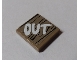 Part No: 3068pb1233  Name: Tile 2 x 2 with White 'OUT' on Wood Grain Background Pattern (Sticker) - Set 70640
