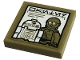 Part No: 3068pb1465  Name: Tile 2 x 2 with White Poster with R2-D2, C-3PO, and Aurebesh Characters 'WANTED' Pattern (Sticker) - Set 75290